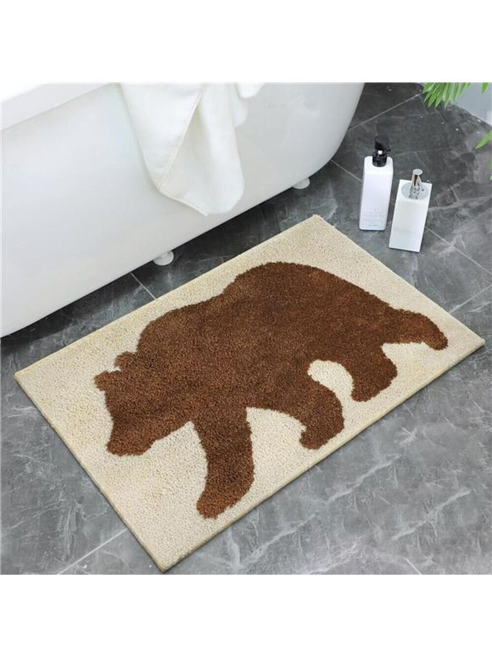 Rustic Bear Bathroom Rug Non Slip Cabin Lodge Farmhouse Soft Absorbent Floor Mat